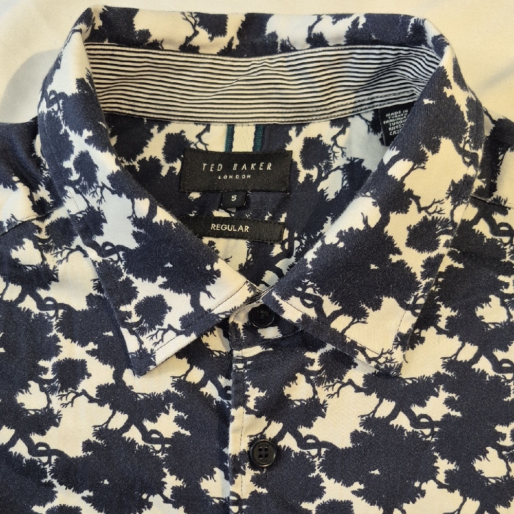 Ted Baker London Mens Short Sleeve  Black and White Button Down Shirt RN95229